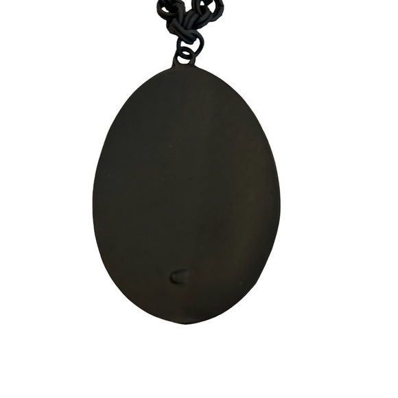 Stephan & Co. Embossed Matte Black Pendant w/Mini Rhinestone Accent & Link Chain - Picture 4 of 6